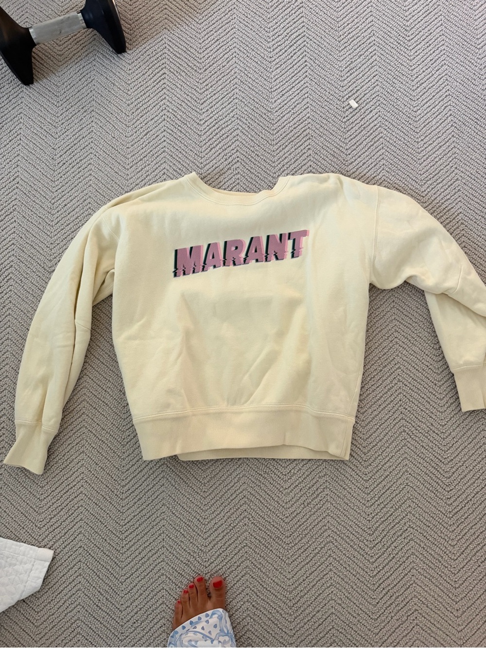 Isabel Marant Cream Sweatshirt with Pink Logo - Picture 2 of 3